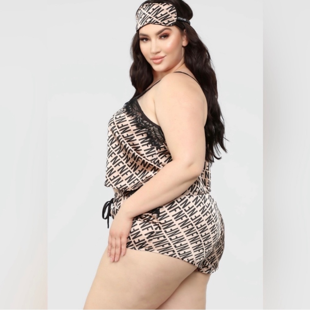 FASHION NOVA Women My FN Pajama 3 Piece Set Satin Cami & Shorts Plus Size 3X NWT